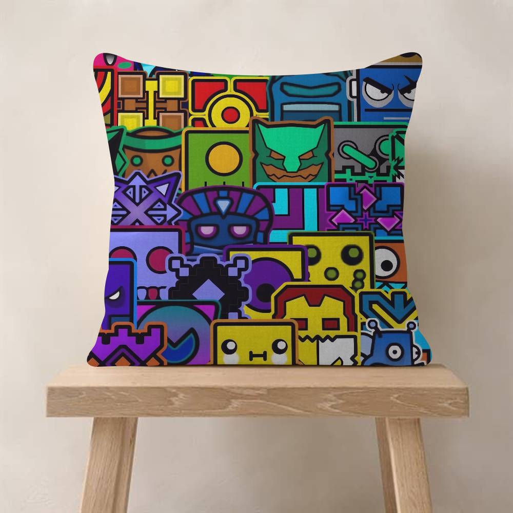 Game Geometry cartoon Dash Pillow Gift Home Office Decoration Bedroom Sofa Car Cushion Cover case 45x45