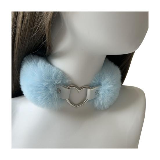 Пушистый чокер, съемное пушистое ожерелье, сплав, сердце, искусственный мех, чокер для женщин, мужчин, для повседневной носки, свиданий, вечеринок