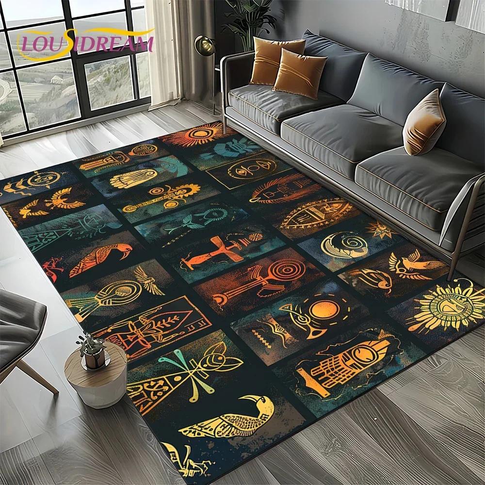 Настенная роспись Древний Египет Иероглифы Мифология Ковер Коврик для Гостиной Спальни Декор Дивана, Нескользящий Коврик для Пола