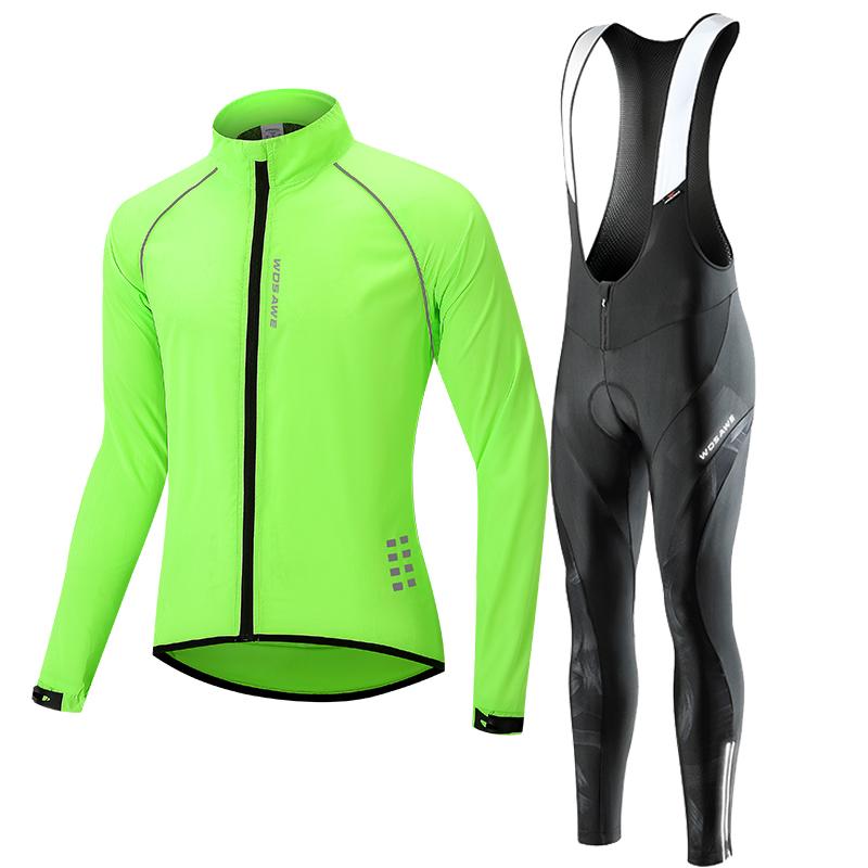 Комплекты для велоспорта WOSAWE, мужская велосипедная куртка, штаны-нагрудники, эластичная гелевая подкладка