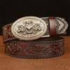 High Guality Men's Cowhide Belt Personality Retro Wolf Automatic Buckle Leather Belt Pant Belt