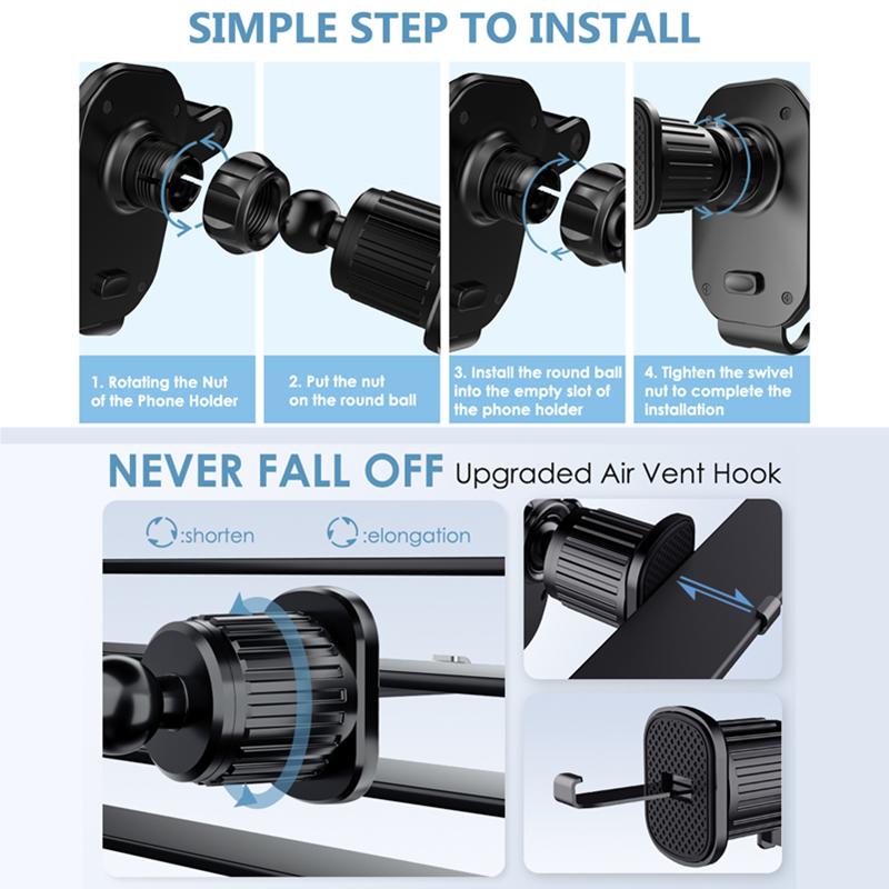 Гравитационный автомобильный крючок для воздуховода, держатель для телефона, клипса, универсальный держатель для телефона для воздуховода, кронштейн для мобильного телефона для iPhone Samsung