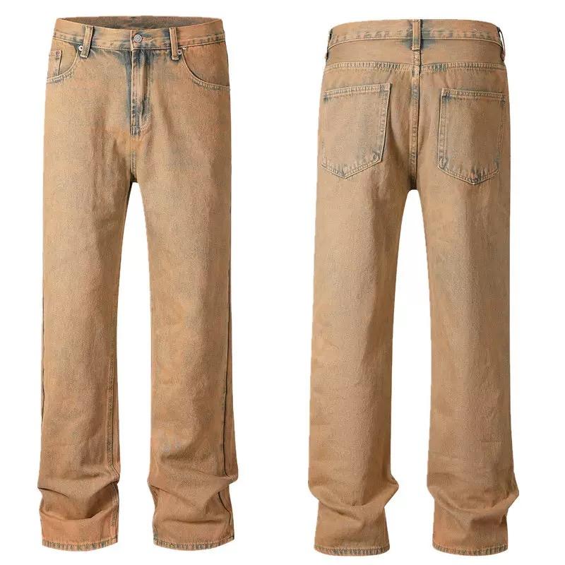 High Street прямые потертые грязные рваные синие джинсы брюки для мужчин винтажные повседневные свободные джинсовые брюки потертые лоскутные брюки-карго