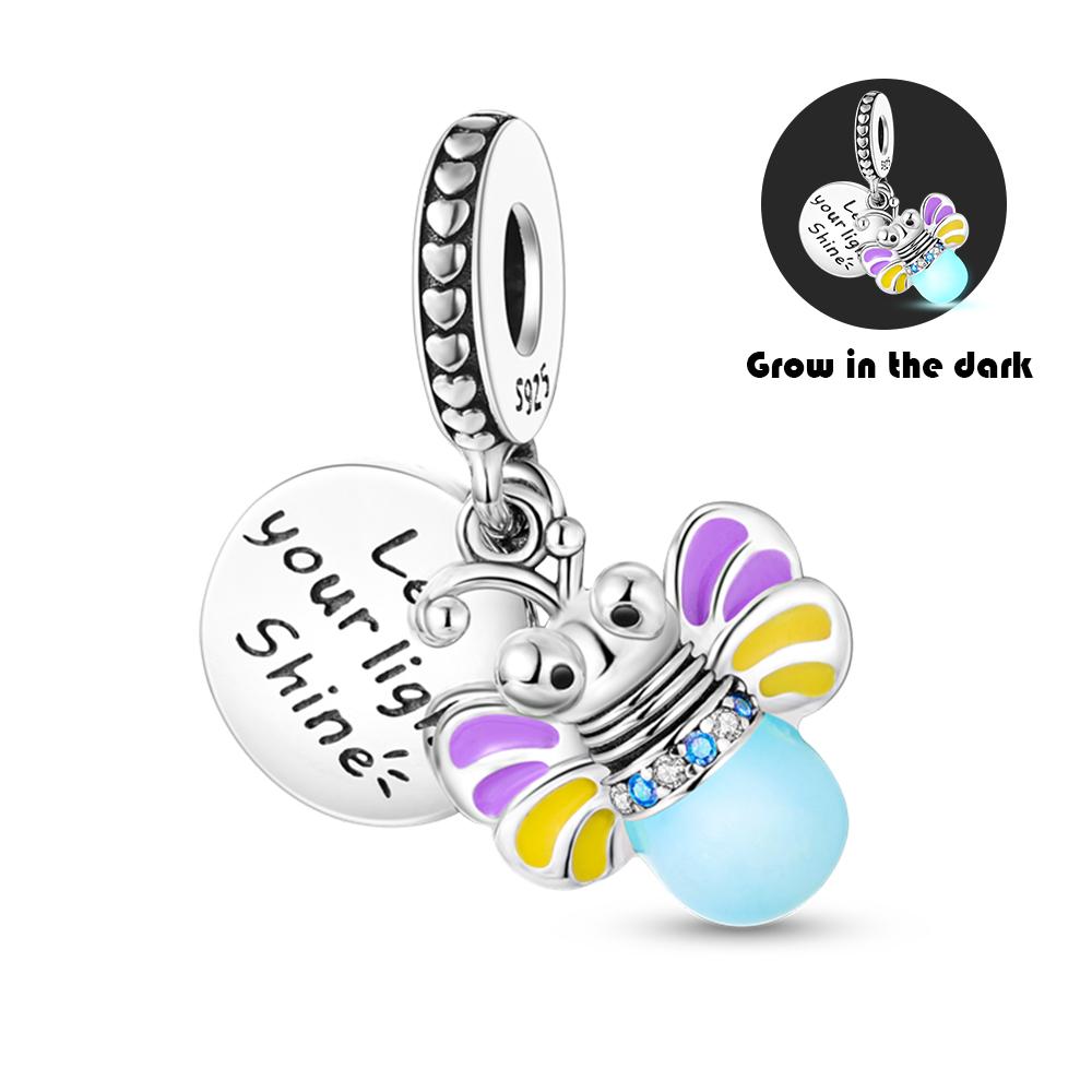 New In Original Copper Charm Beads Glowing Luminous Firefly Butterfly Pendant For Bracelet Charm Jewelry Diy Gift