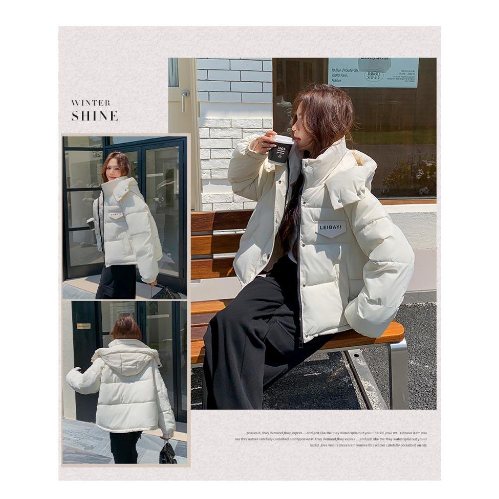 Пуховая куртка с капюшоном и большими карманами, новая маленькая зимняя утолщенная хлопковая куртка 2025 года, однотонное пальто