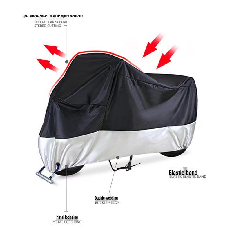 Universal Waterproof Sun Protection 190T Taffeta Motorcycle Cover - All-Season Full Coverage Rain Shield