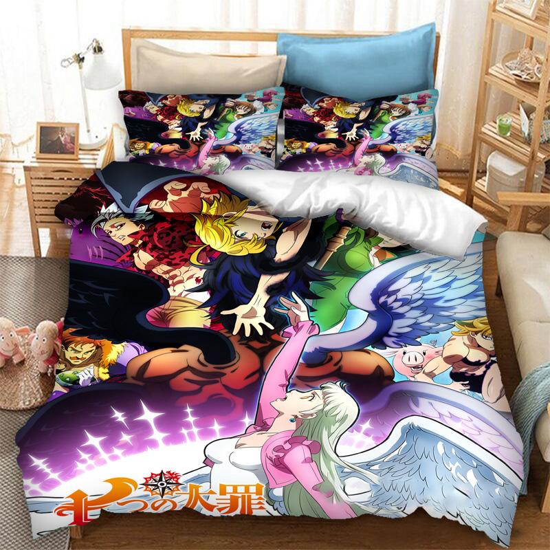 3D Print Anime The Seven Deadly Sins Bedding Set Boys Girls Twin Queen Size Duvet Cover Pillowcase Bed Kids Adult Home Textiles