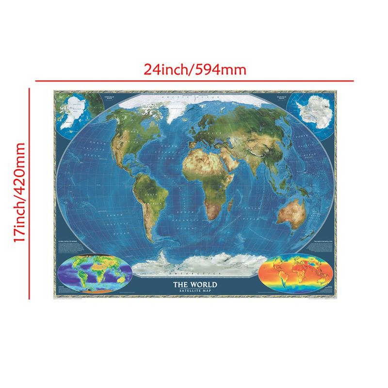 Декор для дома Карта мира - Географическая карта без национальных флагов Серия Карта Постеры Принты Настенное искусство Декор для гостиной