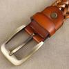 Leather Gold Pin Buckle Trousers Vintage Belts Waistband Jeans Strap Braided Belt