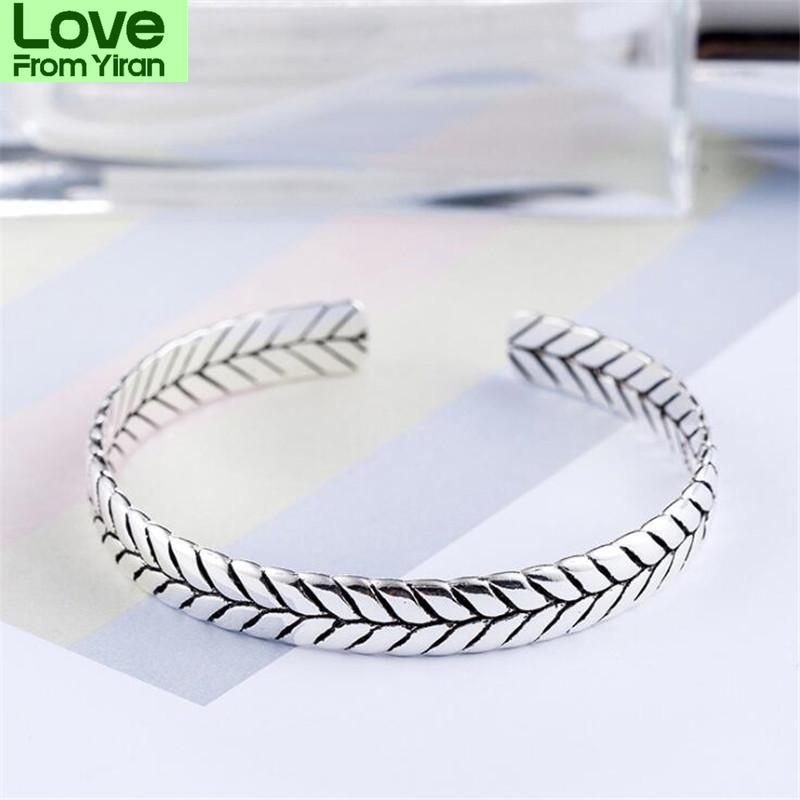 New Snake Grain Creative Braided Bracelets 925 Sterling Silver Jewelry Personality Leaf Exquisite Popular Bangles Sl078