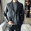 New Men's Large Size Lapel Versatile Leather Jacket Men's Korean Style Casual Suit Leather Jacket Men's Spring and Autumn Tops