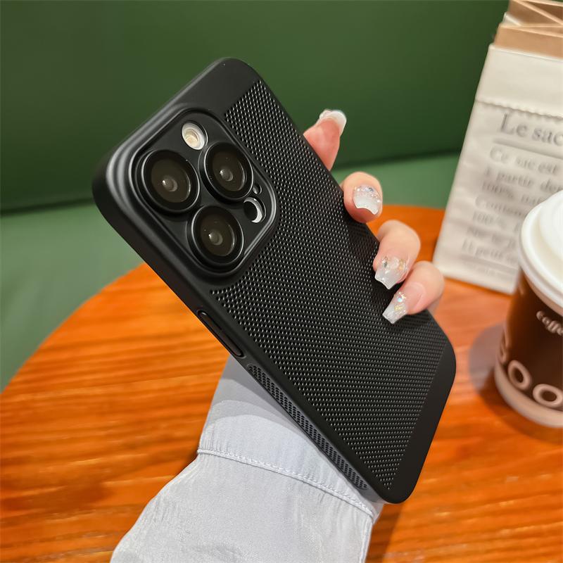 Ультратонкий жесткий чехол для рассеивания тепла для iPhone 15 14 12 11 13 Pro Max XR XS Max 7 8 Plus, защита линз, дышащая сетчатая крышка