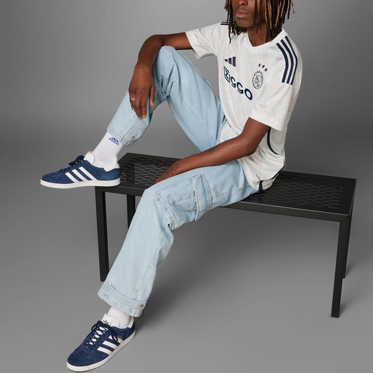 Adidas Ajax Amsterdam 23/24 Away Kit Graphic Print Short Sleeve Jersey Men Sportswear Bright-White HZ7717