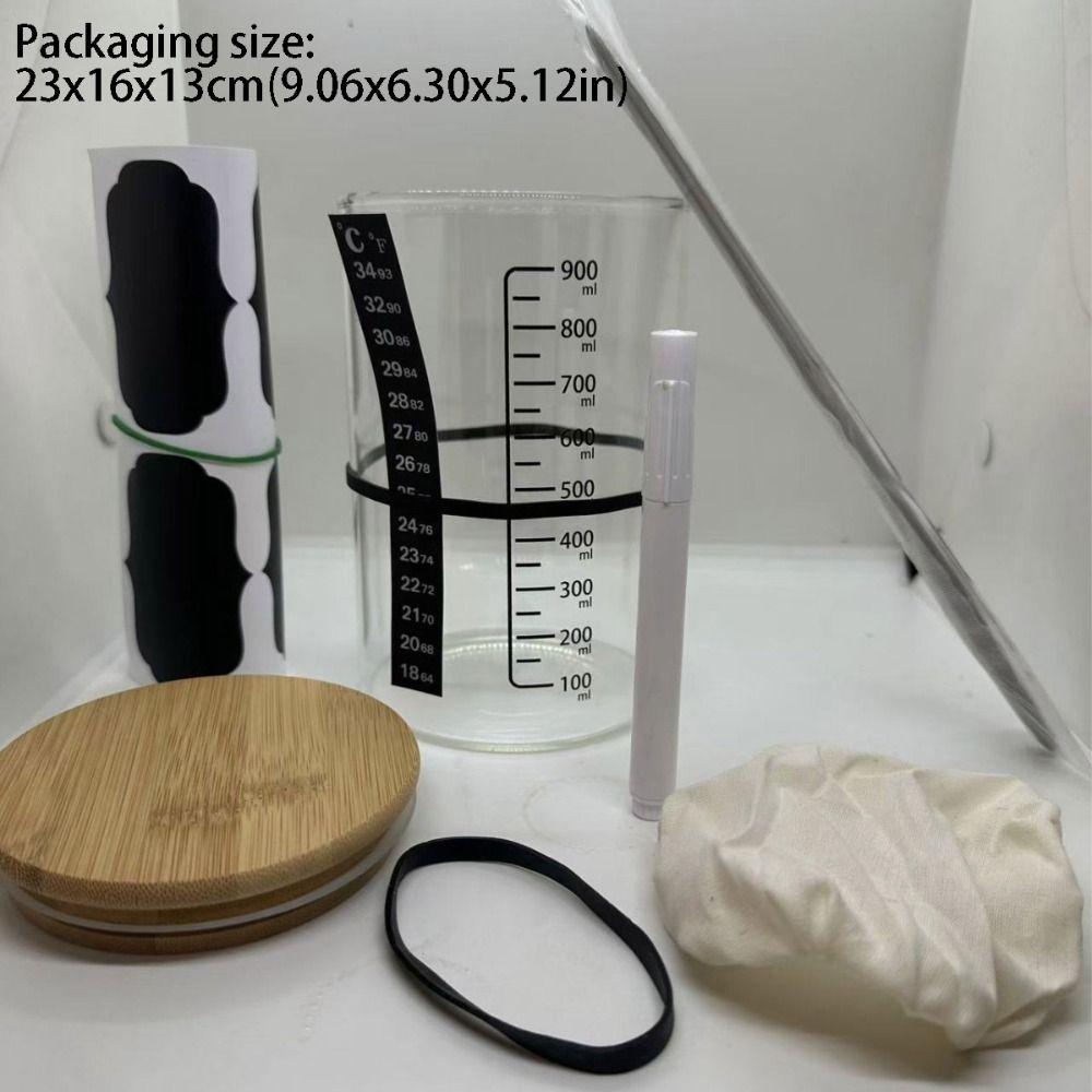 Банка для закваски на закваске емкостью 900 мл Емкость 1000 мл Материал прозрачное стекло Контейнер для ферментации Кухонные инструменты Конструкция с широким горлышком