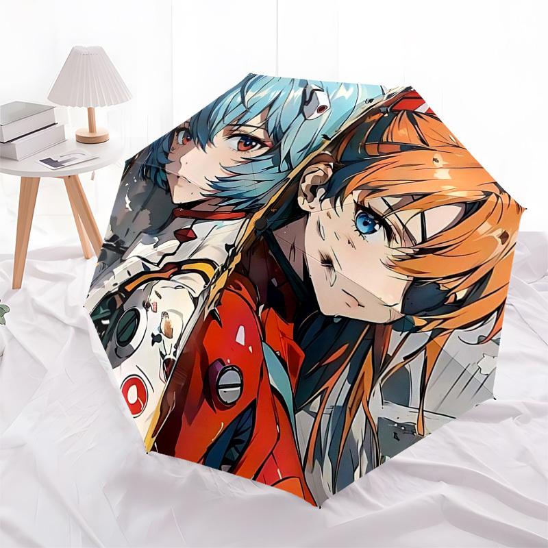 1 шт. Зонт Neon Genesis Evangelion - Автоматическое открытие/закрытие, Портативная 3-складная конструкция, Железный каркас с 8 спицами, Уличный зонт, Идеальный подарок для фанатов,