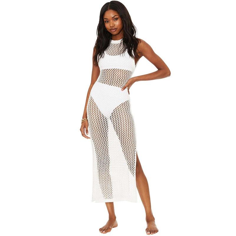 Летняя женская сексуальная открытая спина пляжная накидка на морское побережье длинное платье бикини накидка