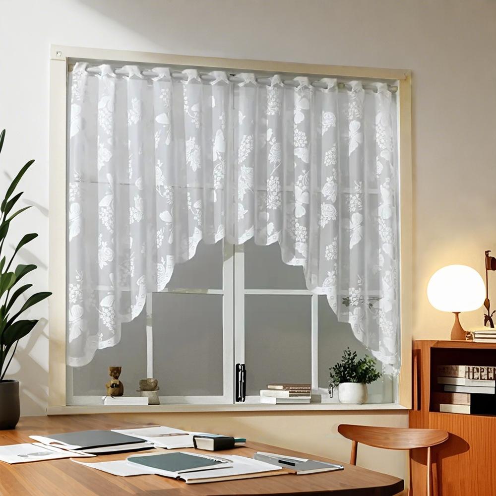Finished Lace Woven Butterfly Flower Door Curtain Door Frame Curtain Head Small Window Short Curtain Small Curtain
