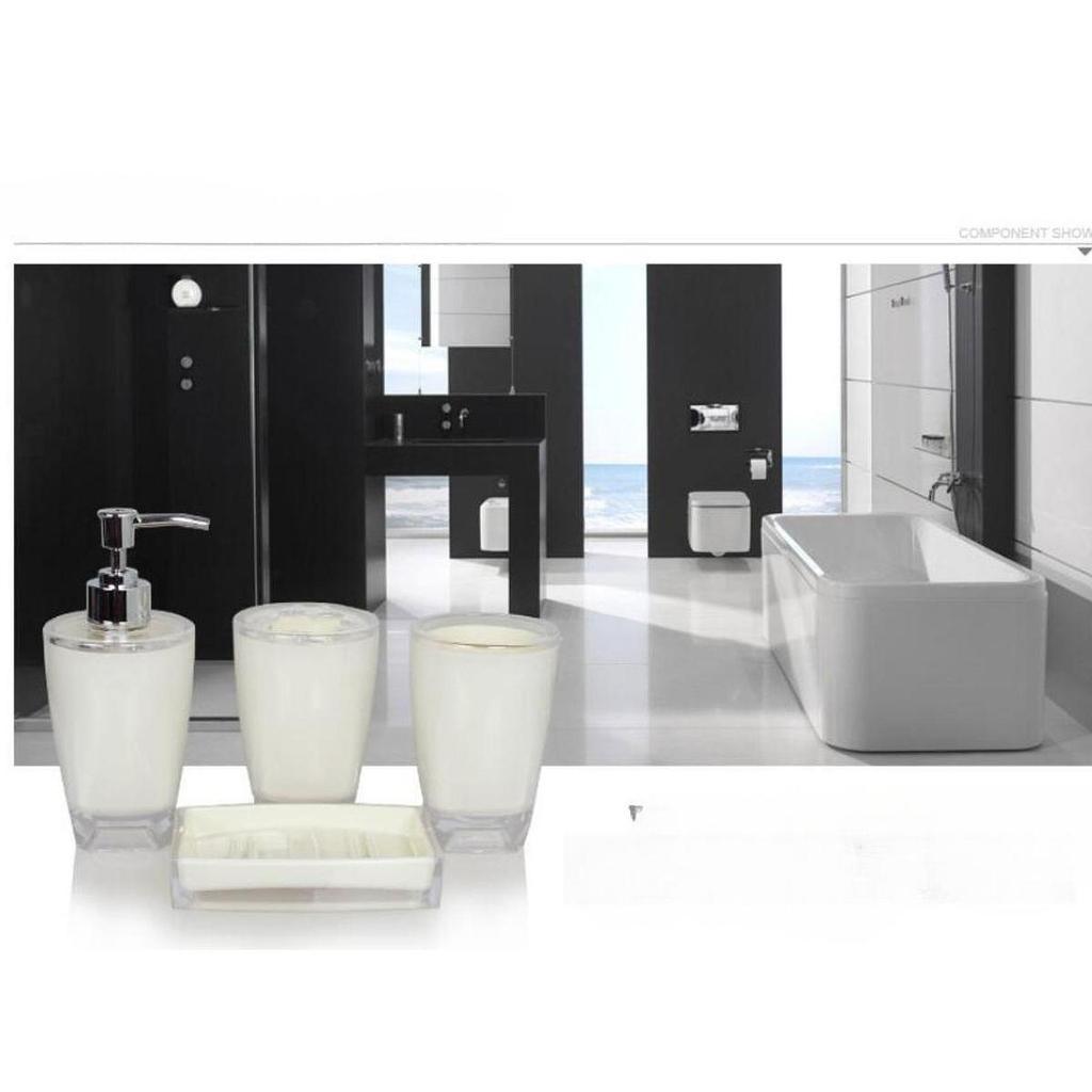 4 Pieces Soap Dispenser Accessories Set Acrylic Lotion Toothbrush Holder Mouthwash Cup