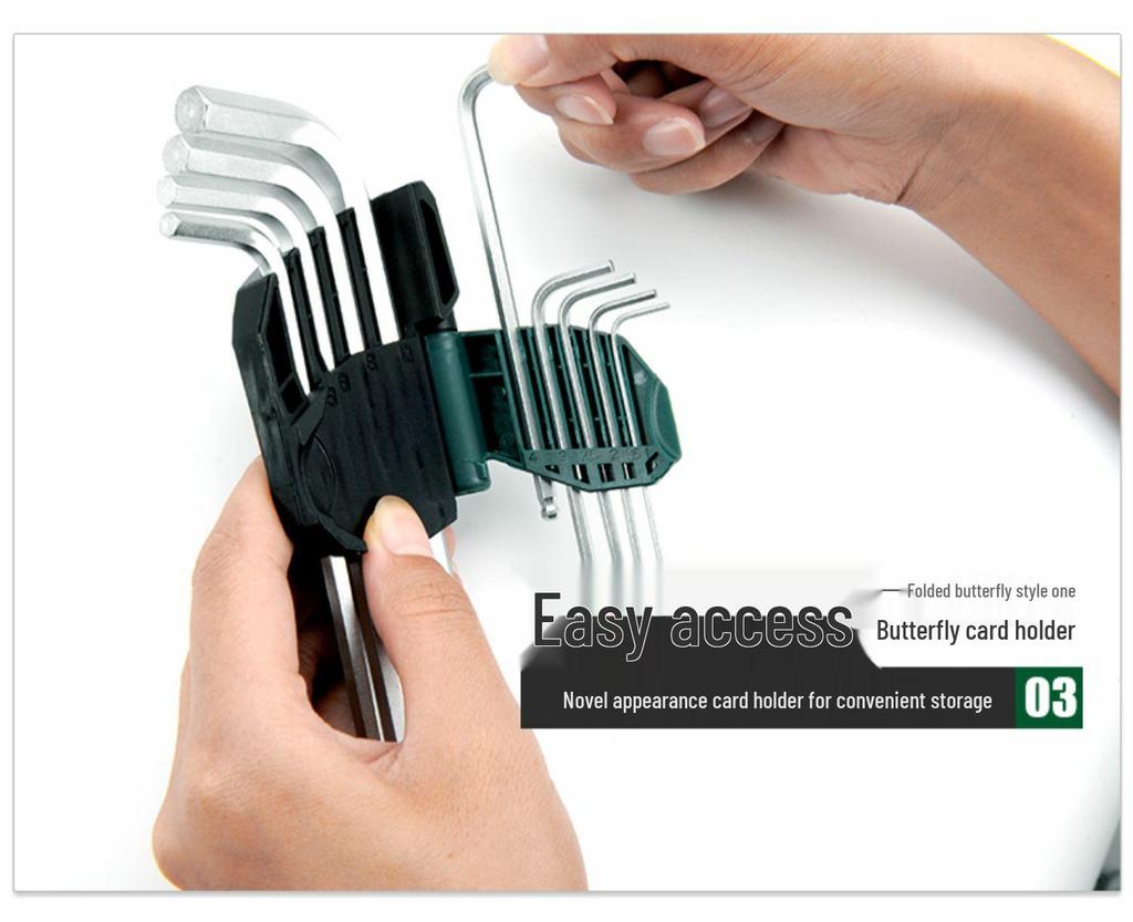 Набор шестигранных ключей - Мини, Удлиненные, Шарообразная и Плоская головка, Доступны в 7, 8, 9, 10, 14 штук (Модель 09105)