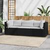 VidaXL Garden Lounge Set 3 Pcs with Cushions Black Wicker, Outdoor Lounge Set, Furniture Set 319734