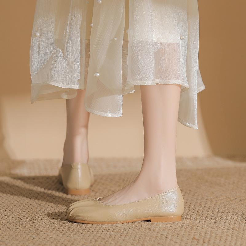 Flat-soled Single Shoes Women's One-pedal Grandma Shoes Soft-soled Doudou Shoes Casual Pregnant Women's Driving Shoes