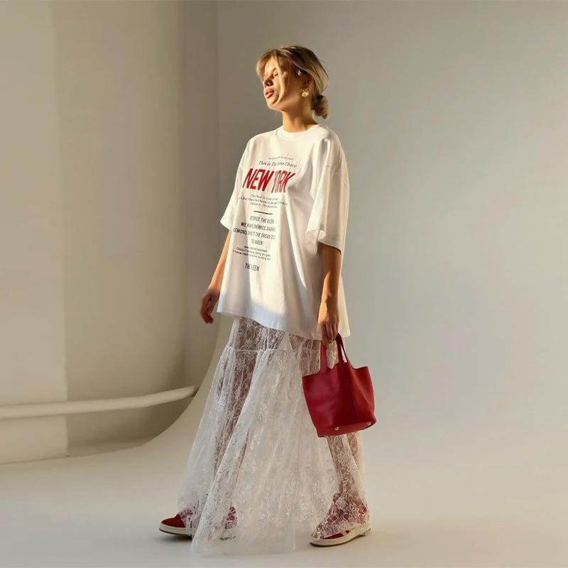 Юбка из кружевного жаккарда, прозрачная, женская, летняя, новая, с высокой талией, сексуальная, повседневная, длинная, юбка 2025 года, уличная мода, белая макси-юбка