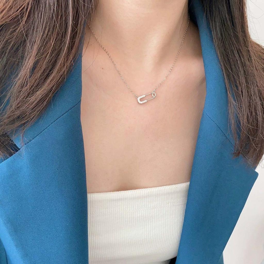 S999 чистое серебро булавка бриллиантовое ожерелье женская японская и корейская ключичная цепочка модные ювелирные изделия из стерлингового серебра ожерелье