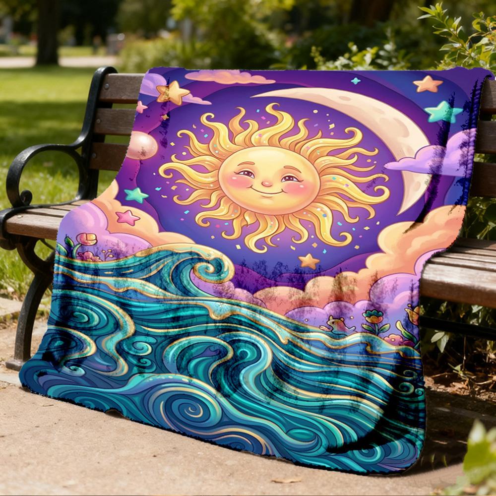 1pc Sun OceanOutdoor Blanket, Soft And Comfortable Blanket, Casual Warm Outdoor Blanket, Good Birthday Gift yy260328083