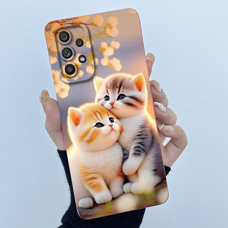 Shockproof Matte Case For Samsung Galaxy A32 A52 A52S A72 M52 5G Lovely Cartoon Liquid Silicone Camera Protective Bumper Cover