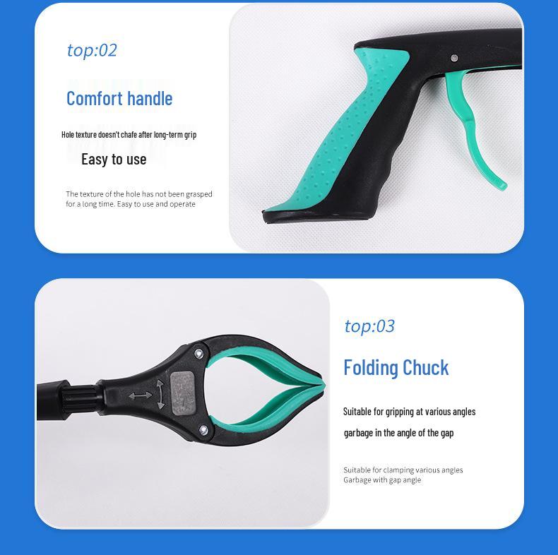 Durable Aluminum Folding Trash Picker with Magnetic Ring - Lightweight, Portable, Outdoor Hygiene Clip