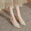 Apricot Thick Heel Single Shoes Femininity Socialite Bridesmaid High Heels Women's Low Heel 3cm Main Wedding Dress Engagement Wedding Shoes Bride