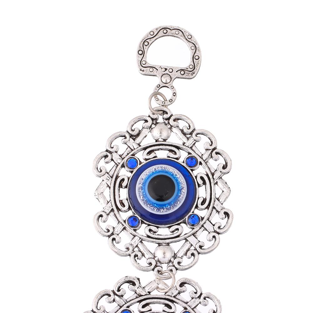 Car Pendant Horseshoe with Elephant Glass Decoration Navy Blue Evil Eye Hanging Ornament Butterfly