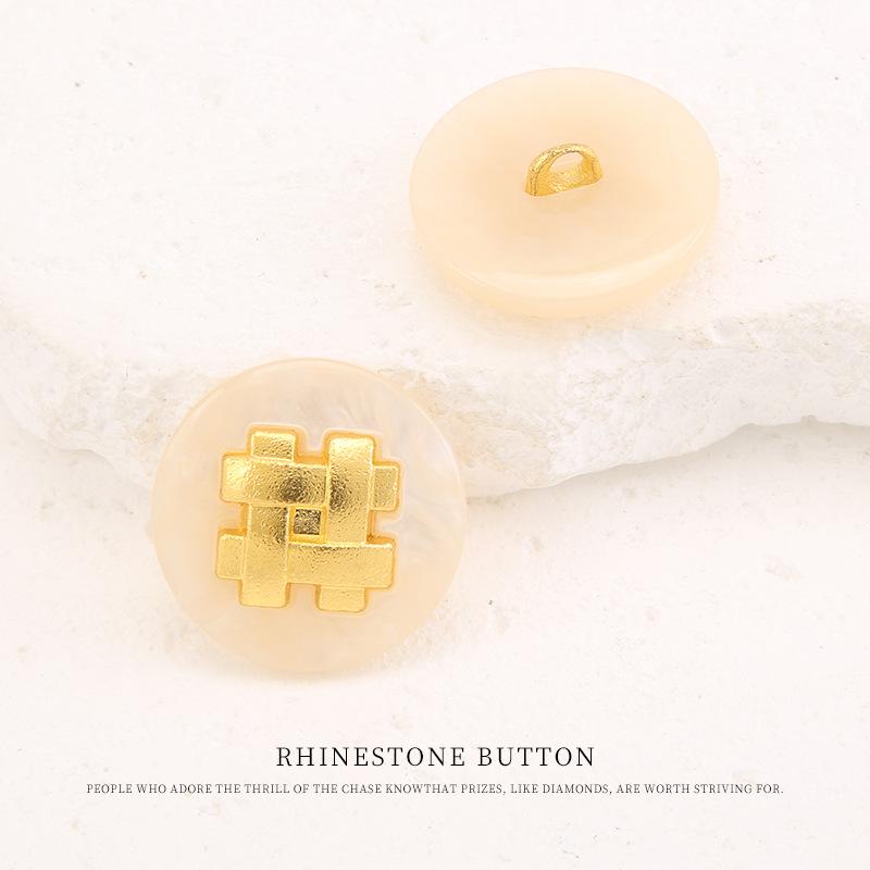 5 шт. Металлическая пуговица в сочетании со смолой, для пальто, тренча, золотая пуговица, свитера, куртки, кардигана, в стиле маленького черного платья, серебряная пуговица