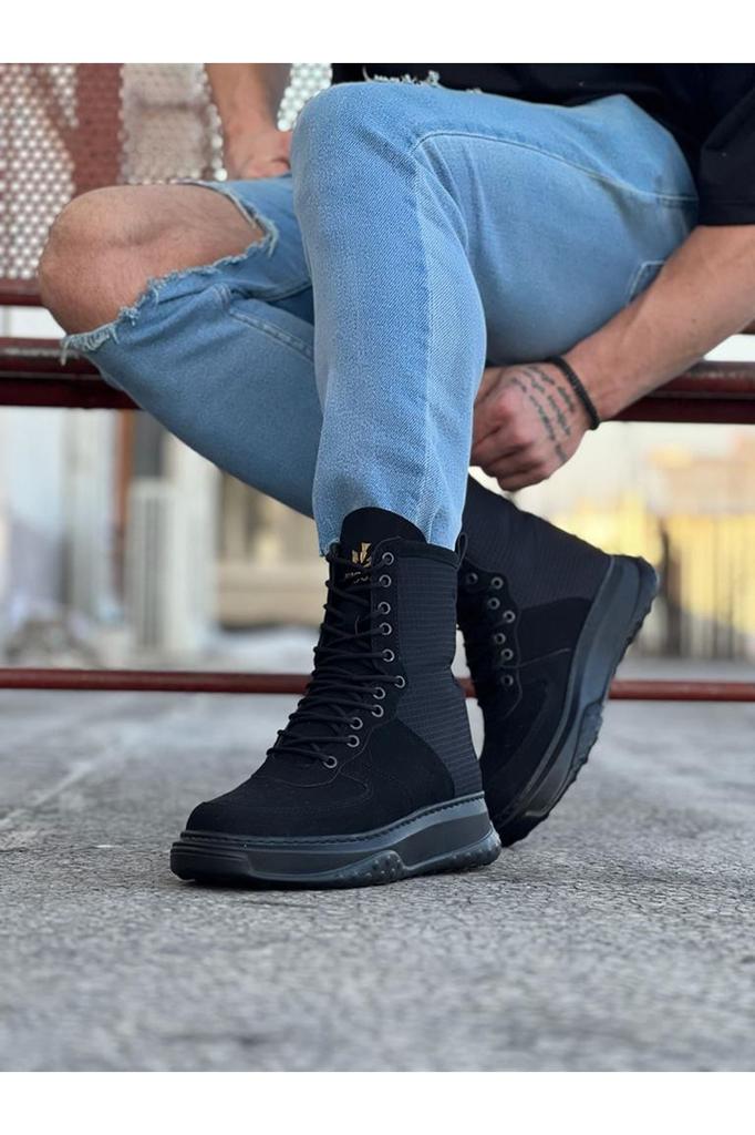 Men's Fashion Suede Flat Heeled Bootie Wg Beige Suede Long Lace Up Boots Shoes