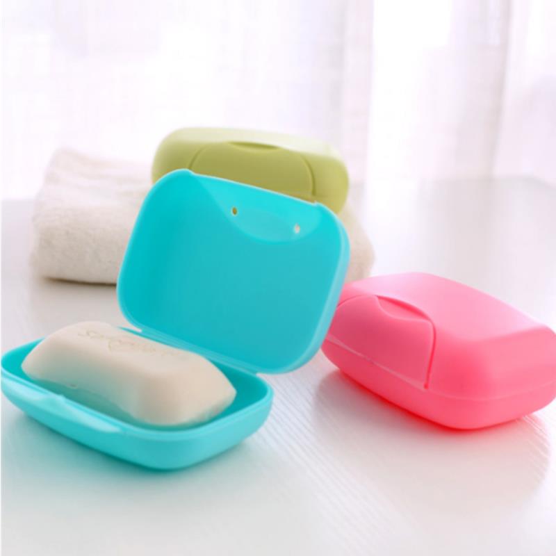 Small/Large Sizes Portable Travel Soap Box With Cover Durable Plastic Soap Dish Holder Candy Colors Case For Bathroom