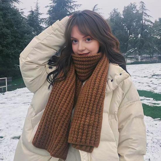 Yousheng Couple Winter Scarf Warm Thick Knitted Long Scarf Solid Color Soft Large Wrap Outdoor Indoor Cold Weather Neck Warmer