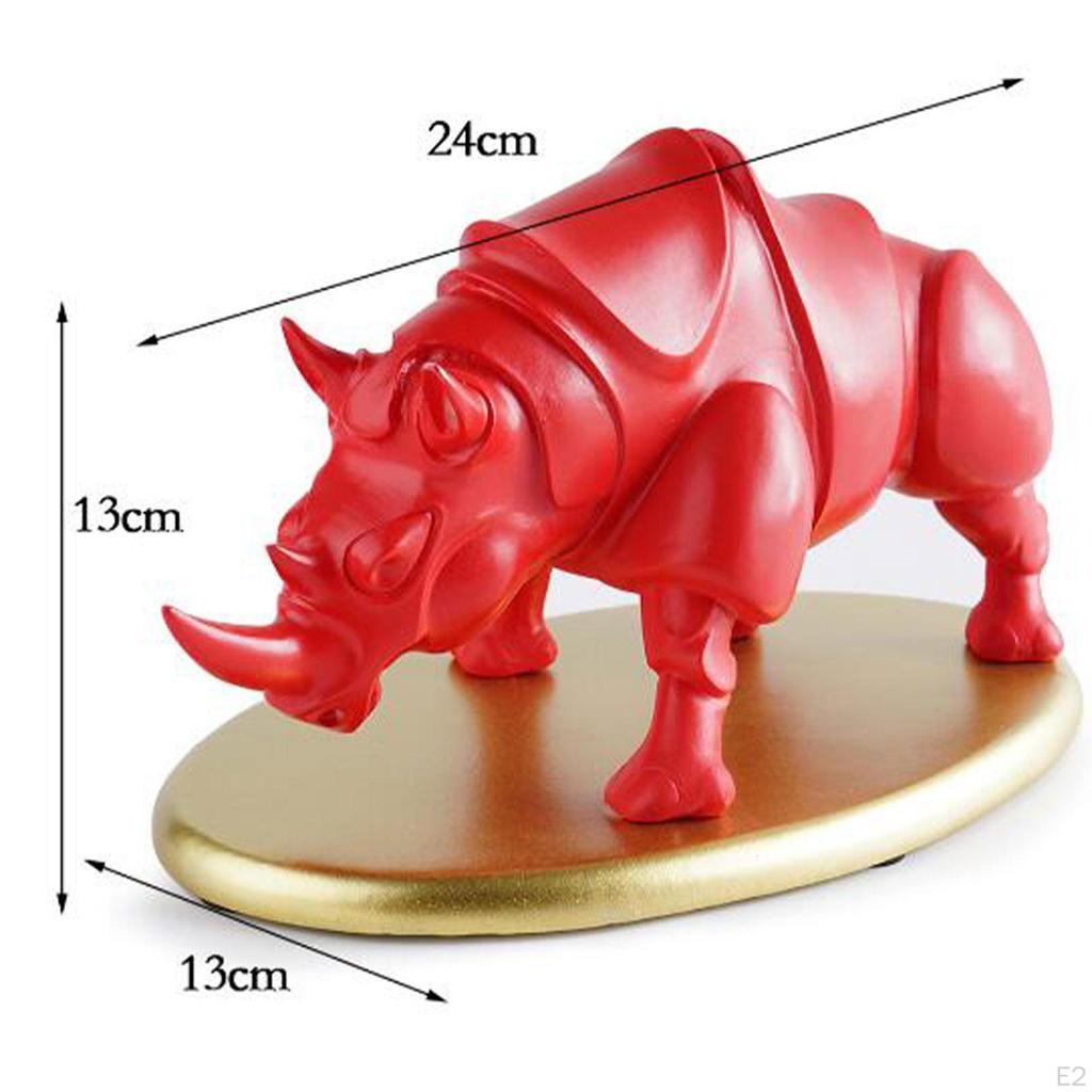 Animal Sculpture Rhinoceros Statue Decoration 24x13x13cm Fengshui Decor Desk Collection for Home