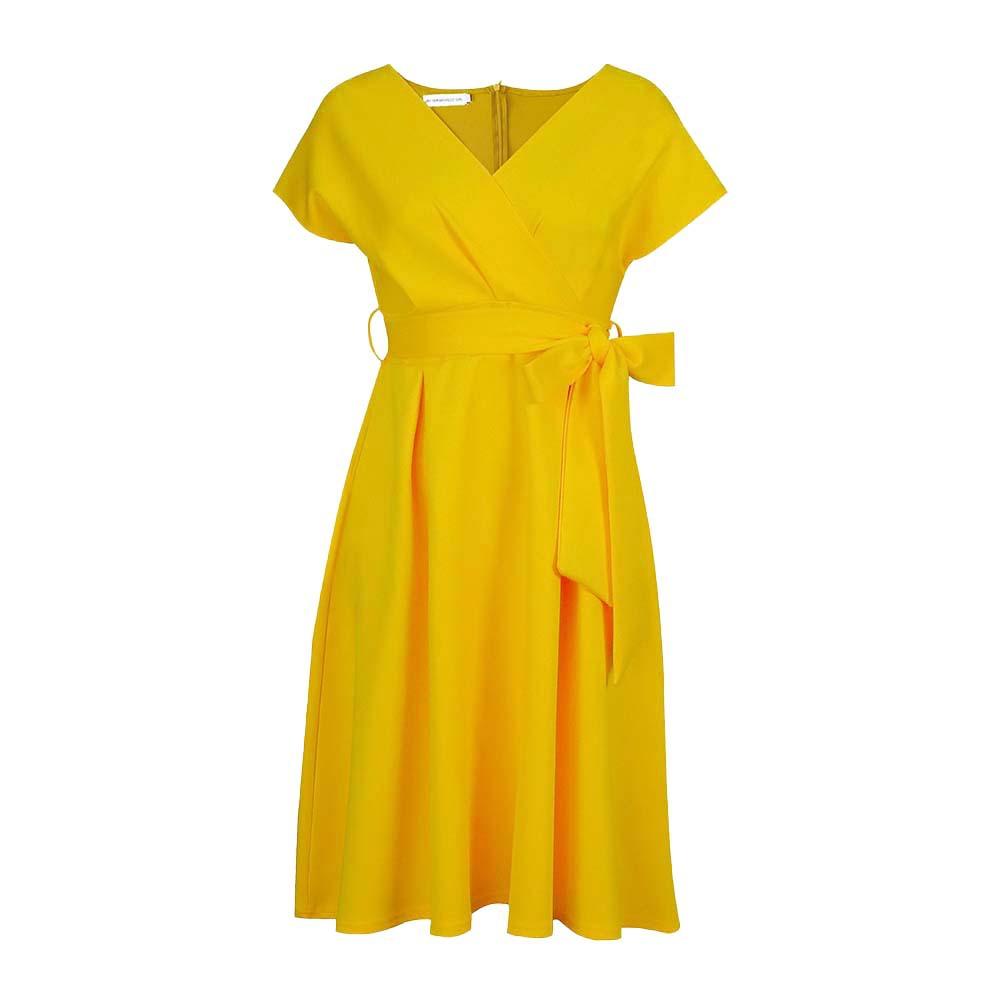 JKASHDK Женская мода на лето и весну, однотонное платье с коротким рукавом и v-образным вырезом с высокой талией, коктейльные и вечерние платья