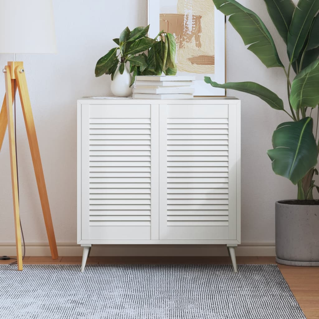Cabinet Doors with Louvered Design 2 pcs White 69 x 39.4 cm Solid Wood