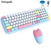 Симпатичная клавиатура 2,4G + Bluetooth, набор беспроводной клавиатуры и мыши для ПК, ноутбука, телефона, планшета, расческа для клавиатуры и мыши ярких цветов Bluetooth с круглым дофамином