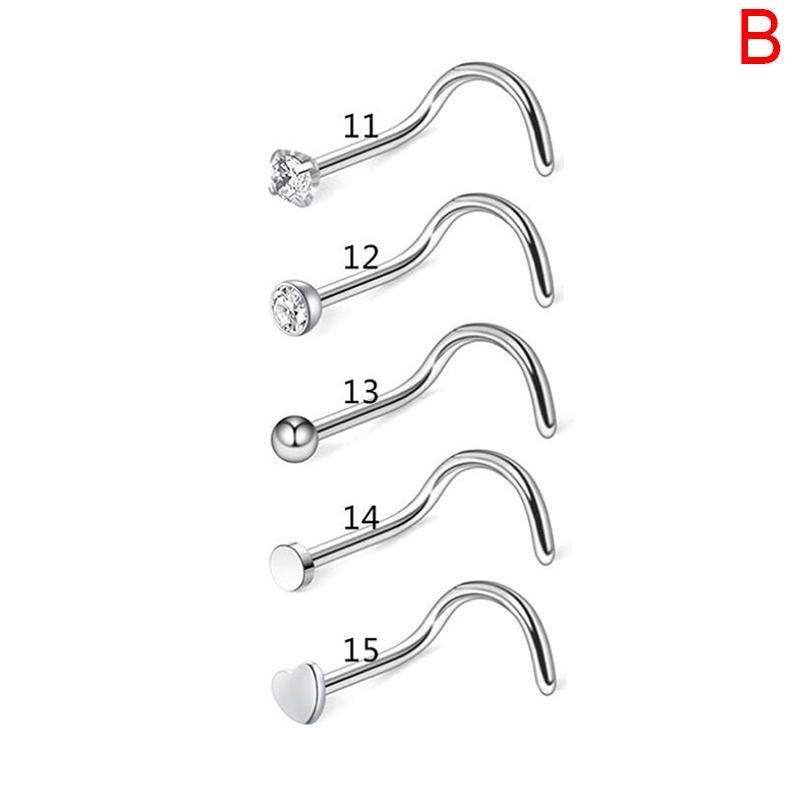 20 г из нержавеющей стали, прямой L-образный изгиб, набор колец в носу, ювелирные изделия для пирсинга