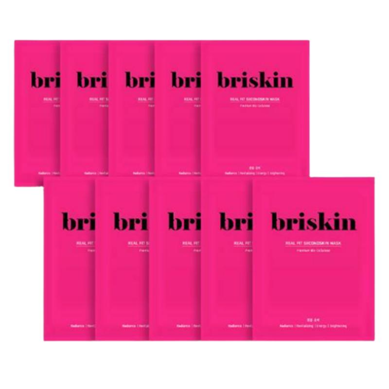 Briskin Маска Real Fit Secondskin с эффектом сияния и выравнивания тона 10 штук