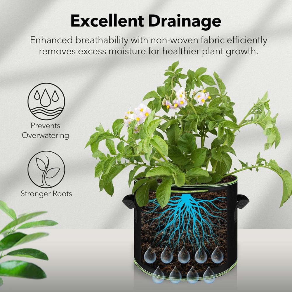Мешки для выращивания растений 1/2/3/5/7/10/12 галлонов Нетканые мешки для выращивания овощей с ручками Контейнеры для посадки цветов Садовые инструменты