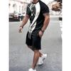 2025 New Fashion Texture 3D Printed Suit Men's Oversized Clothing Short Sleeve Shorts Men's Sportswear Summer Men's Casual Suit