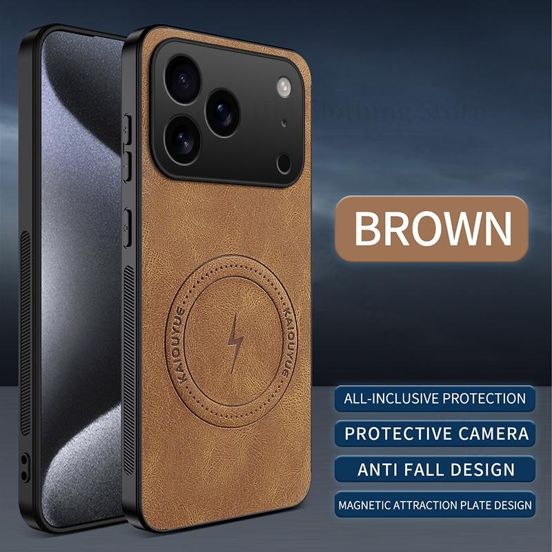 Кожаный чехол с мягким силиконовым покрытием для iPhone 17 Pro Max для беспроводной зарядки MagSafe, противоударный чехол для Apple 17 Air