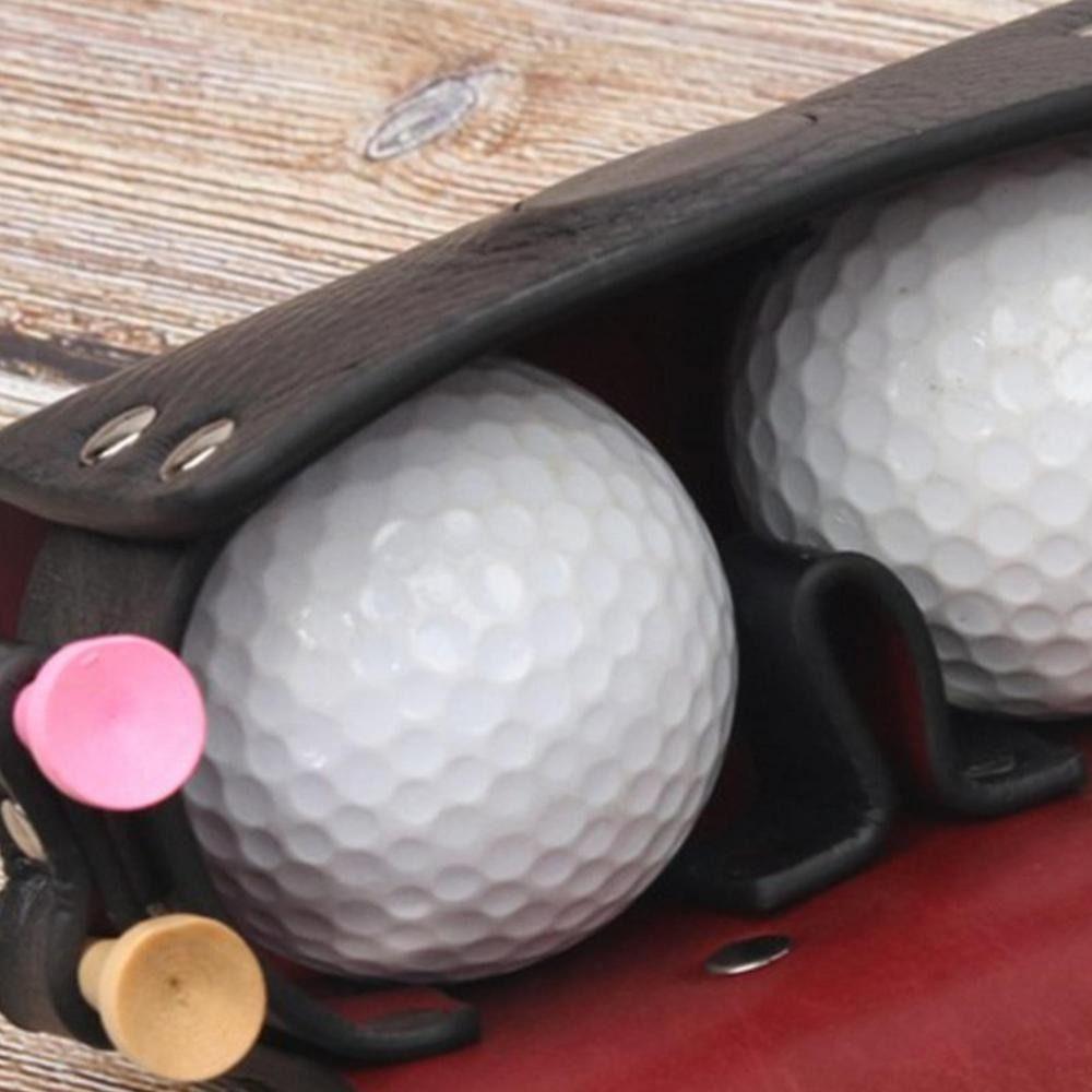 New 4 Golf Tees Outdoor 2 Balls PU Leather Golf Ball Bag Waist Storage Bag