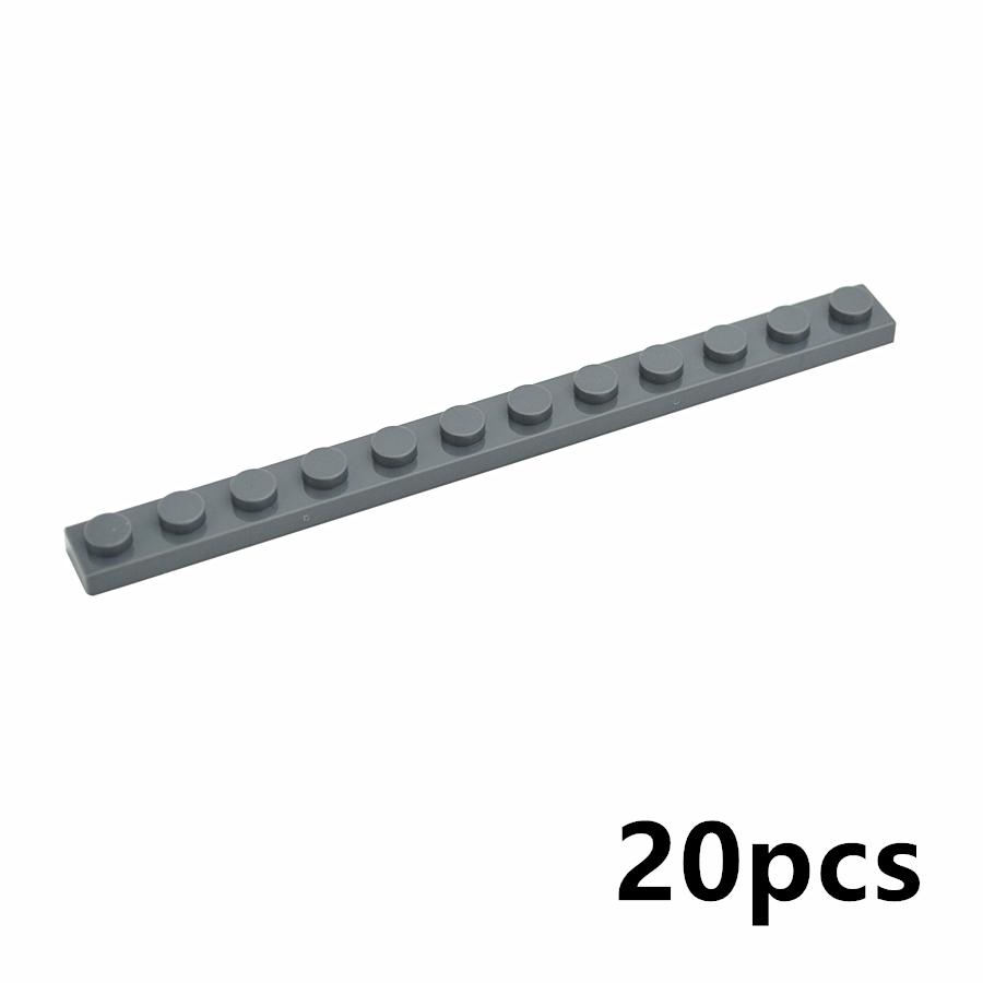 20Pcs MOC Thin Bricks 60479 Plate 1x12 Dots Model Building Blocks Bulk Colorful Parts DIY Educational Technical Classic Kid Toy