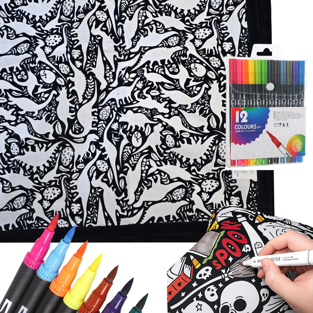 Раскрашиваемое DIY washable одеяло с 12 цветными маркерами, творческое искусство, индивидуально окрашенная ткань с цветами, одеяла для взрослых, для релаксации