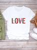 (Asian Size) Women Love Letter Trend Cute Sweet Short Sleeve Fashion Print Lady Tee Top Clothing Casual Tshirt Female Graphic T-shirts