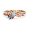 London Blue Topaz Twin Stone Pave Ring - 925 Sterling Silver Rose Gold Vermeil